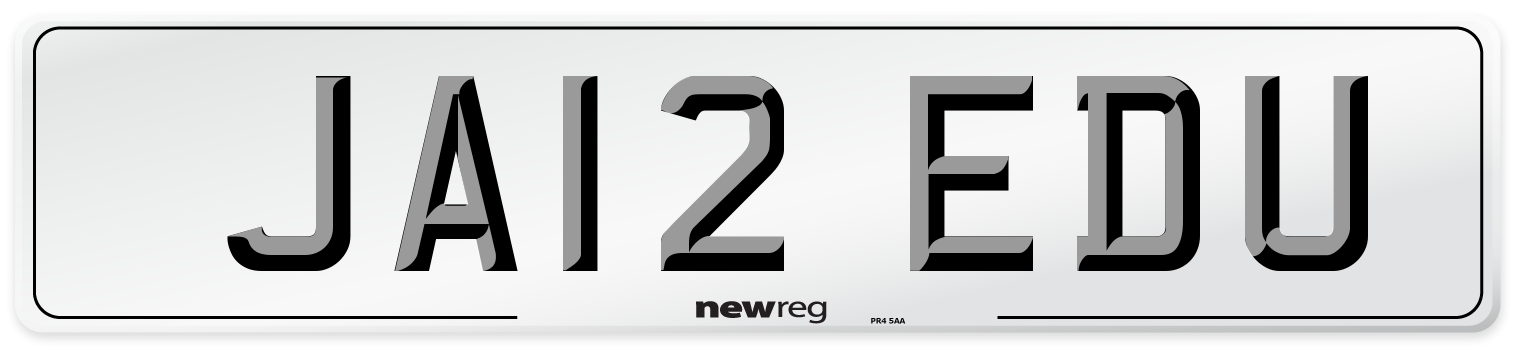 JA12 EDU Number Plate from New Reg